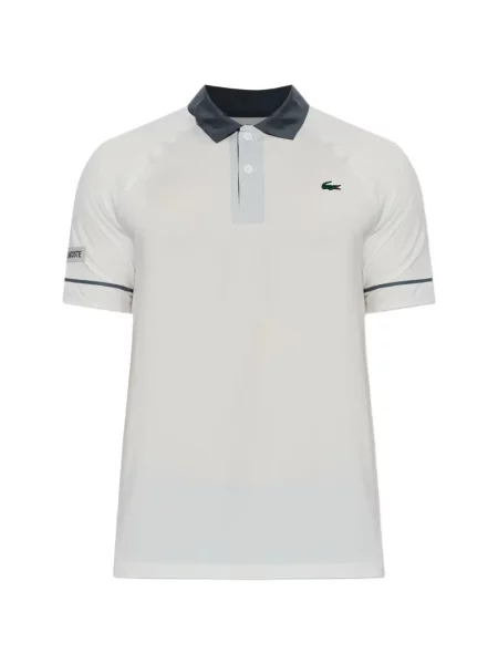 Tricou polo Lacoste cu autograf alb