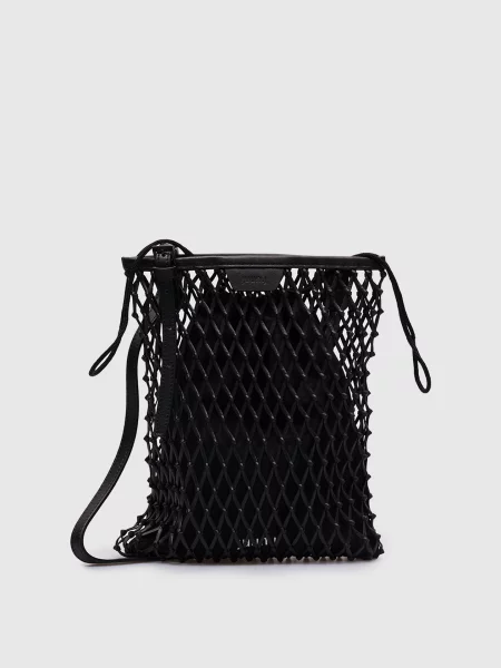 Шкіряна плетена сумка крос-боді Juun.j чорна