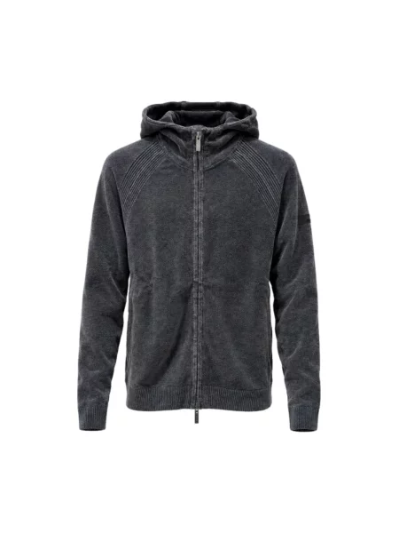 Dzianinowy sweter Rrd z kapturem szary