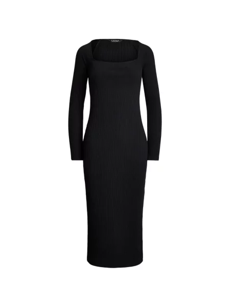 Rochie midi Lauren Ralph Lauren tricotate negru