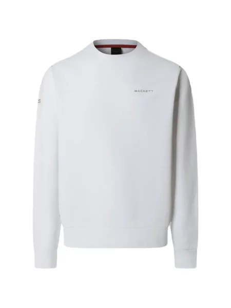 Hanorac crewneck Hackett London cu imagine cu decolteu rotund alb