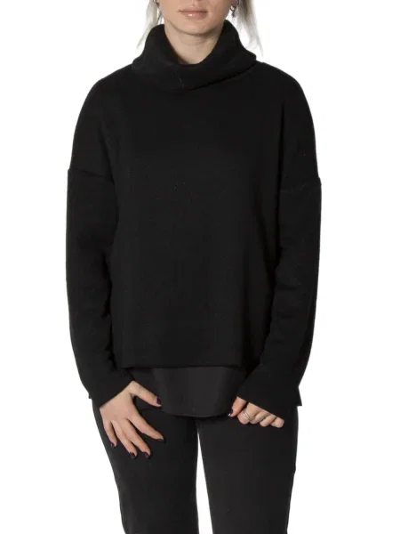 Pulover Sandro Ferrone cu guler înalt negru