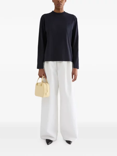 Lung tricou Jil Sander cu broderie negru