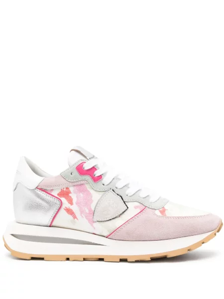 Sneakerși Philippe Model Paris cu șireturi din dantelă roz