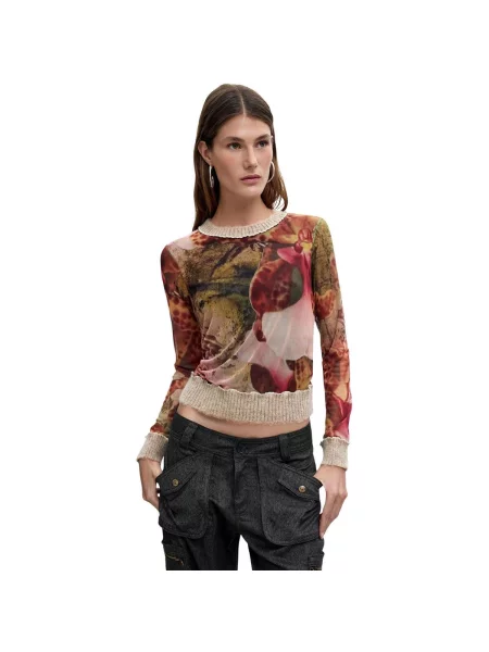 Desigual Sveter M. C. Lacroix / zmiešané farby hnedá
