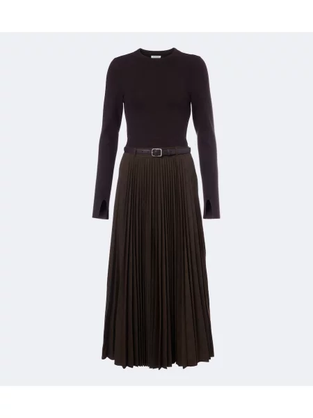 Rochie midi Simkhai în carouri tricotate maro