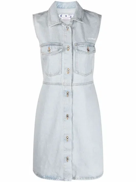 Sukienka jeansowa Off-white z nadrukiem biała