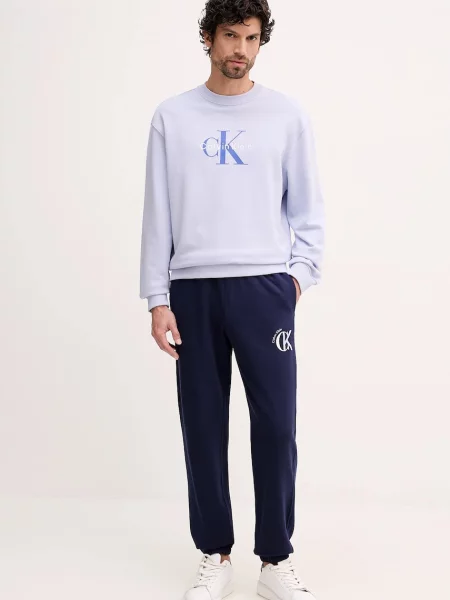 Calvin Klein Jeans spodnie dresowe z nadrukiem granatowy
