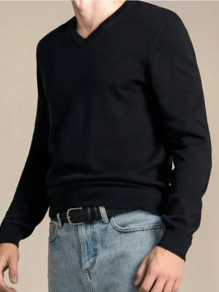 Sinsay Sweter z dekoltem w serek czarny