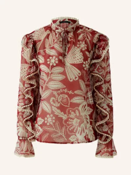 Oui Tričko S Volánky tmavě červená bílá