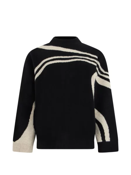 Pulover Loulou De Saison cu imprimeu abstract negru