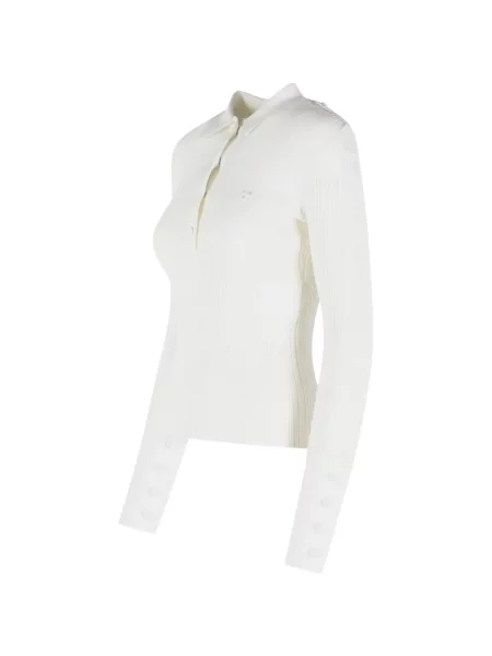 Tricou polo Courreges tricotate alb