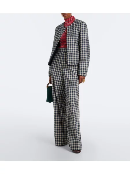 Matlasat geacă Dries Van Noten în carouri verde