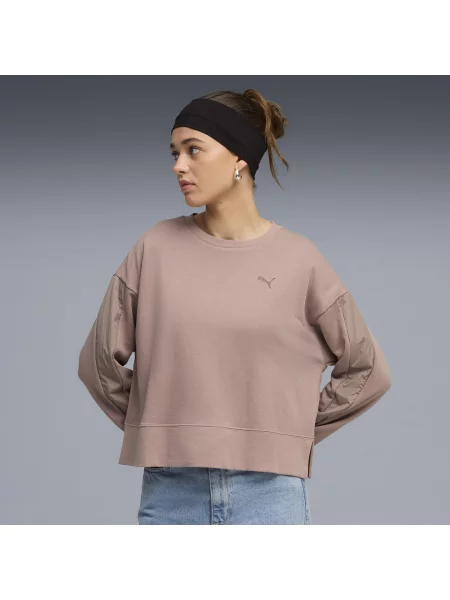 Luźna bluza z okrągłym dekoltem HER PUMA beżowa