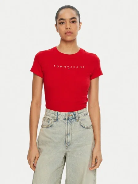 Tommy Jeans Tricou Linear roșu
