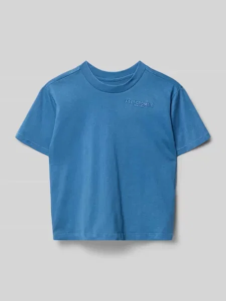 T-shirt z przeszyciem z logo Abercrombie&fitch niebieska