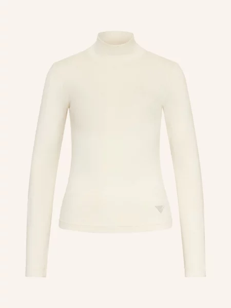 Lekki sweter Guess z długim rękawem ze stójką beżowy