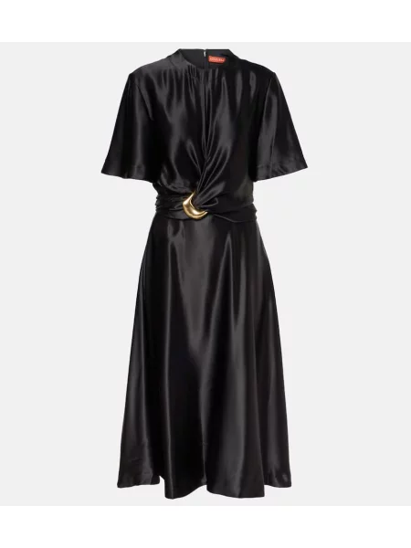 Rochie midi Altuzarra din satin până la genunchi de costum negru