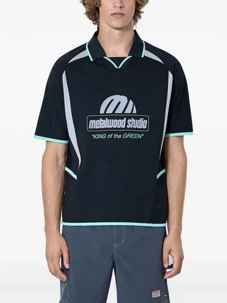 Tricou polo Metalwood Studio cu autograf negru