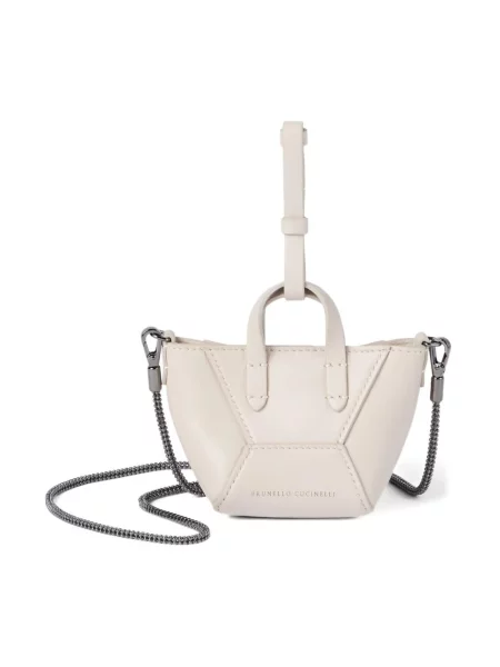 Mała torebka Brunello Cucinelli skórzana mini beżowa