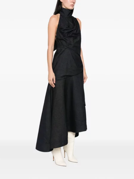 Rochie maxi Zimmermann drapată cu gât halter albastru