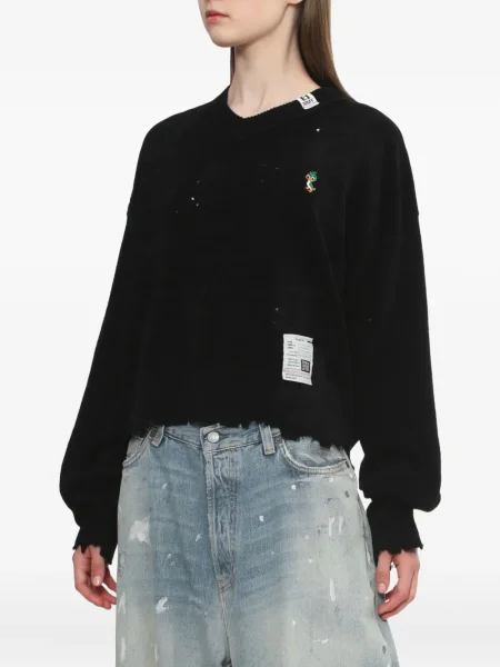 Pulover Maison Mihara Yasuhiro cu decolteu în V negru