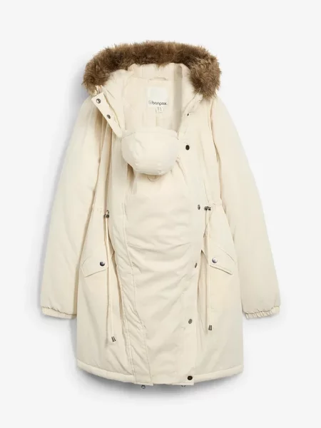 Parka 3 w 1 ciążowa z wstawką na nosidełko niemowlęce beżowa