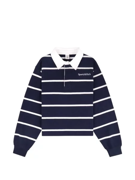 Tricou polo Sporty & Rich cu autograf albastru