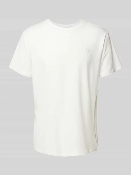 T-shirt z prążkowanym okrągłym dekoltem model ‘Dinton’ Blend biała