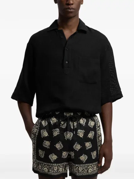 Къс поло тениска Ralph Lauren Purple Label черно