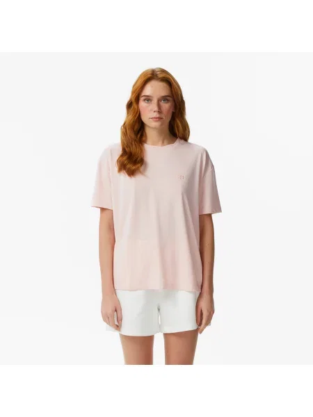 Lacoste T-Shirt Z Okrągłym Dekoltem Relaxed Fit jasnoróżowy