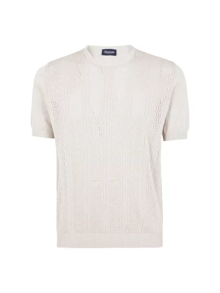 Sweter Drumohr z krótkim rękawem beżowy