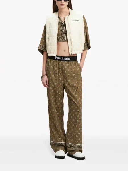 Raštuotos kelnės Palm Angels su paisley raštu žalia