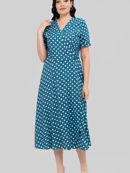 Сукня міді All Posa віскоза/модал бірюзовий