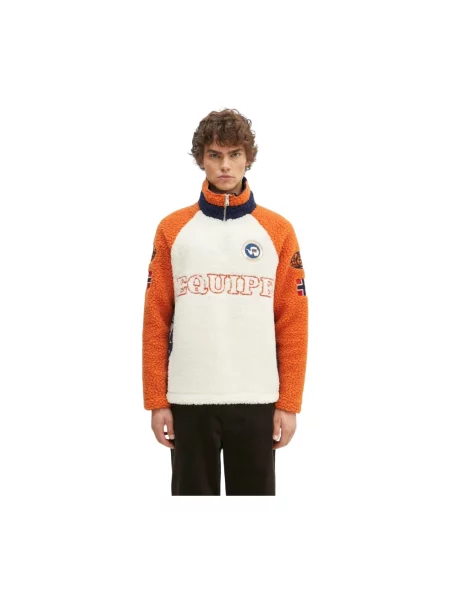 Napapijri bluza polarowa Equipe Fleece wzorzysta beżowy