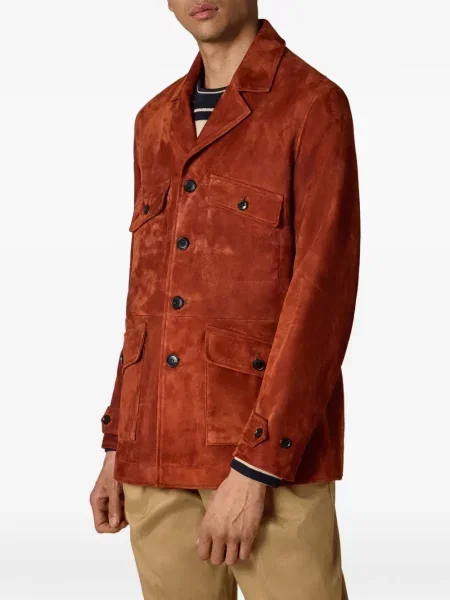Geacă Paul Smith din piele de căprioară roșu