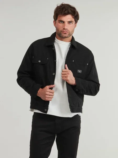 Geacă Guess din țesătură twill negru