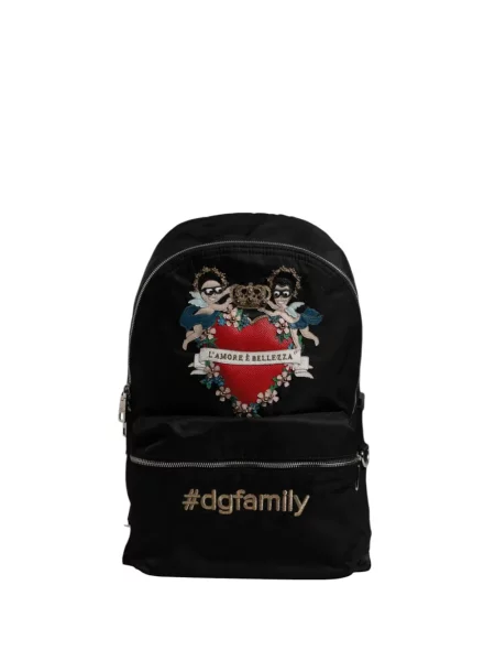 Rucsac Dolce & Gabbana cu motiv cu inimi negru