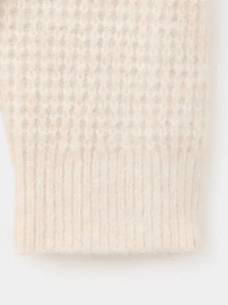 Oversize’owy sweter z dzianiny waflowej Dzieci lata MANGO KIDS beżowy