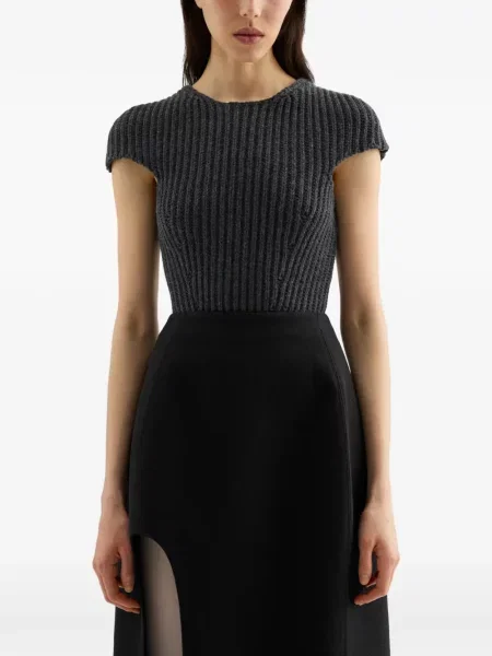 Top Jil Sander de lână gri