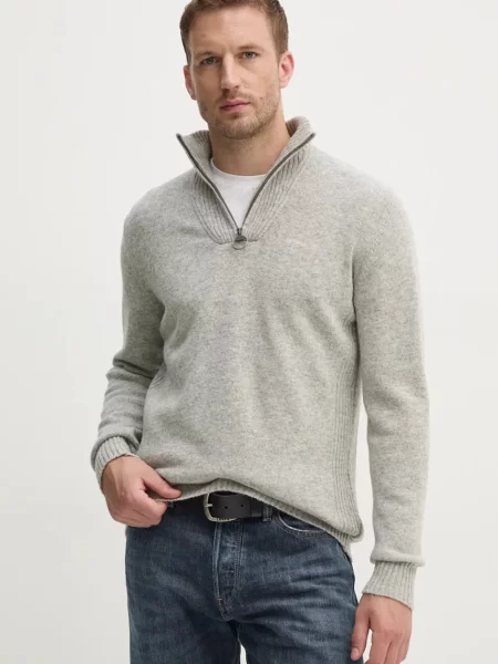 Barbour sweter wełniany szary