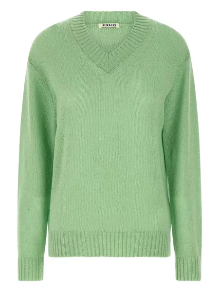 Pulover Auralee cu decolteu în V verde