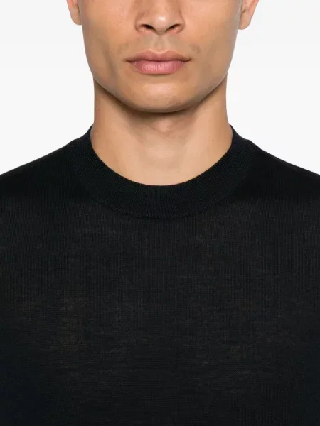 Pulover Emporio Armani de lână cu decolteu rotund albastru