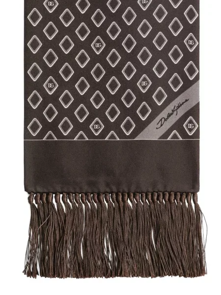 Fular Dolce & Gabbana de mătase cu imprimeu geometric maro