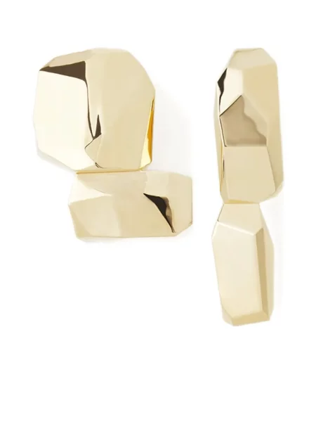 Cercei Lanvin cu imprimeu geometric auriu