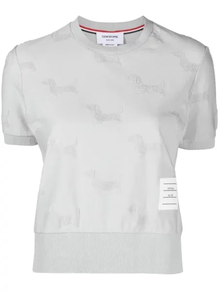 Tricou Thom Browne din jacard gri
