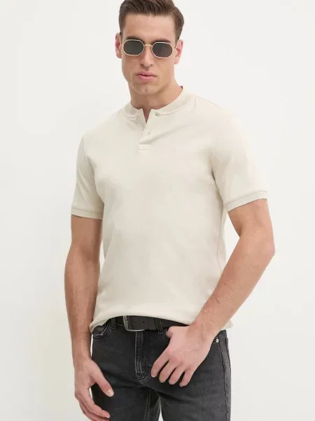 Tricou polo Calvin Klein bej