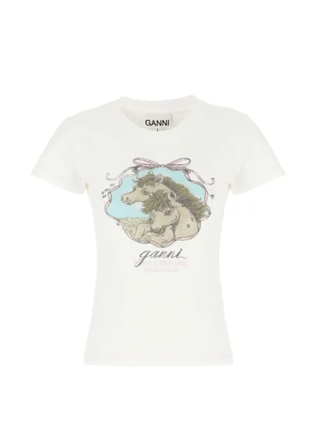 Tricou Ganni cu imagine alb