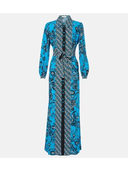 Rochie maxi Diane Von Furstenberg cu imagine de costum albastru