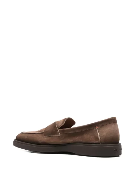 Pantofi loafer Santoni din piele de căprioară maro